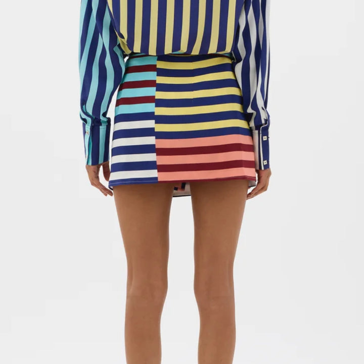 Striped Wrap Mini Skirt