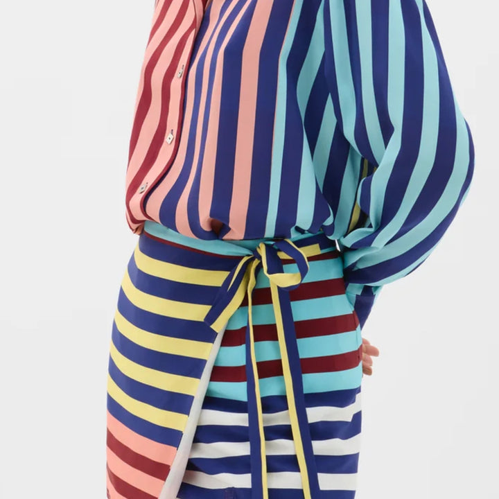 Striped Wrap Mini Skirt