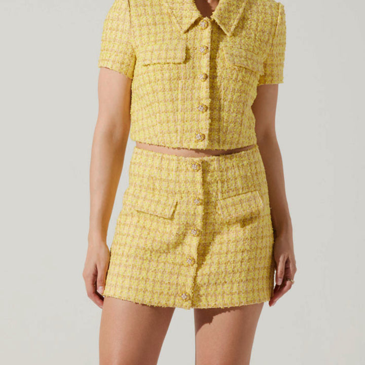 Yellow Tweed Mavey Skirt