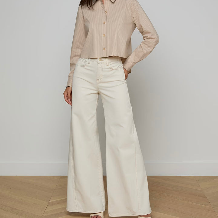 Brown Stripe Cosette Crop Shirt