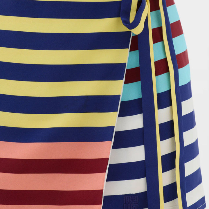 Striped Wrap Mini Skirt