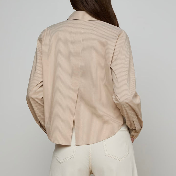 Brown Stripe Cosette Crop Shirt