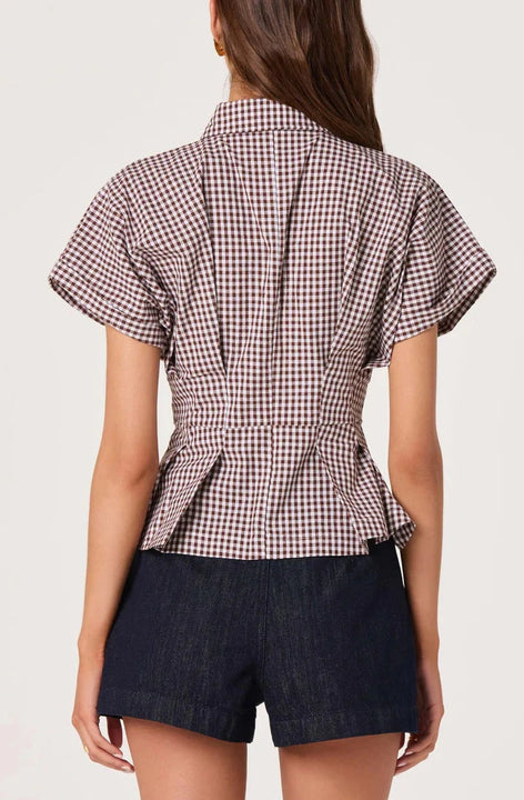 Brown Gingham Beck Top