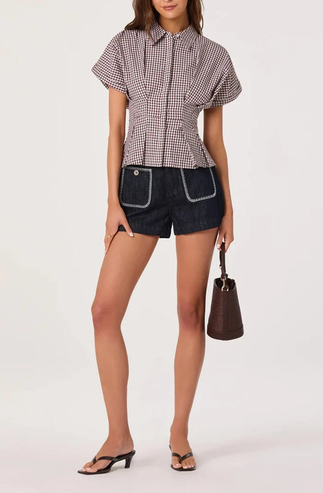 Brown Gingham Beck Top