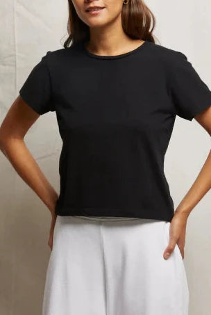 Black Vintage Recycled Cotton Fitted Tee
