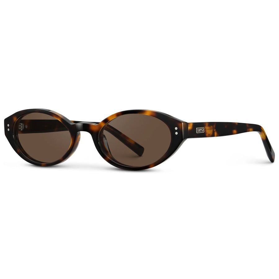 Esme Non-Polarized Slim Tortoise Oval Sunglasses