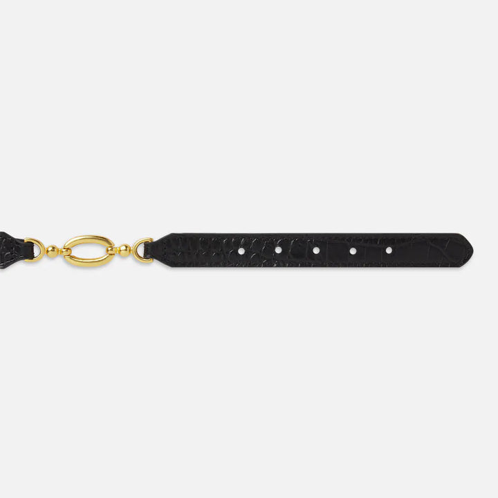 Black Croc Jewelry Detail Belt