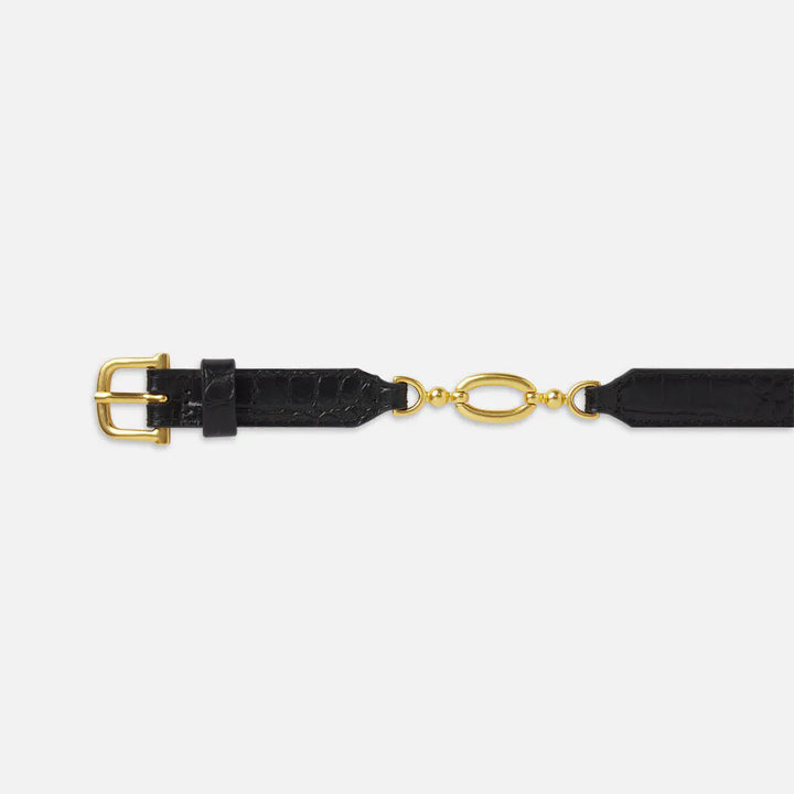 Black Croc Jewelry Detail Belt