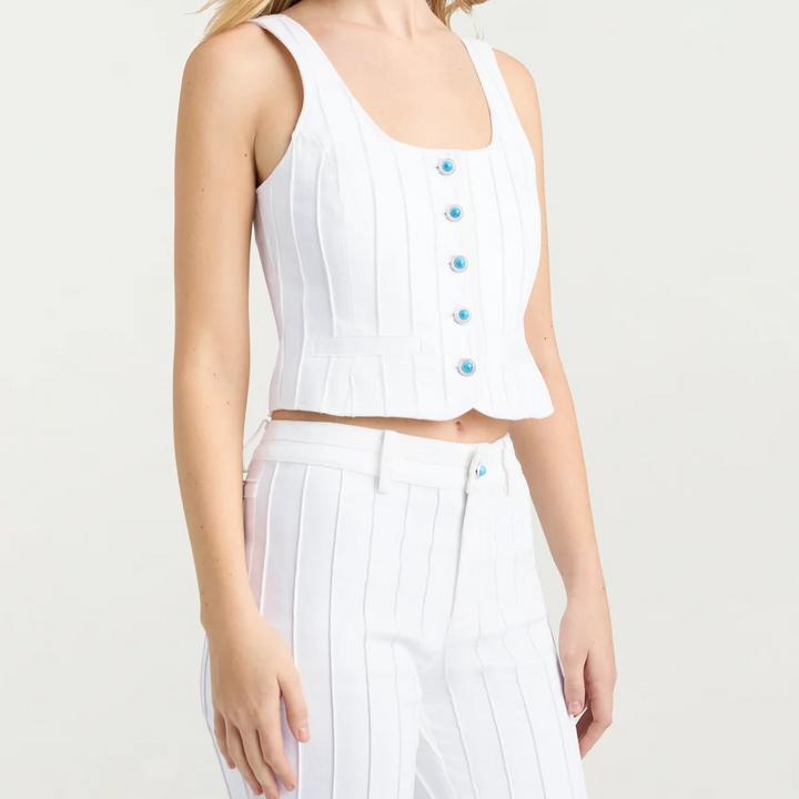 White Turquoise Embellished Rowena Top