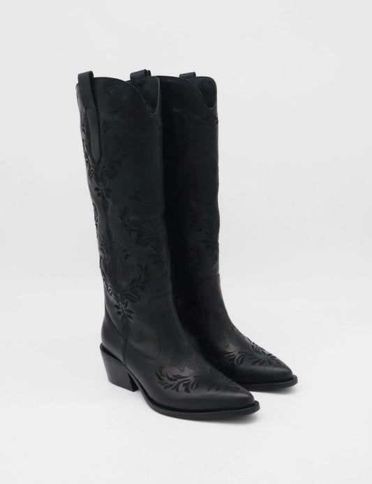 Black Leather Western Jolene Boots