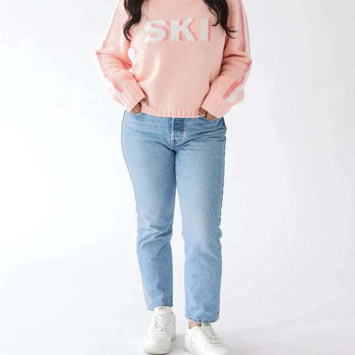 Pink Cropped Ski Turtleneck