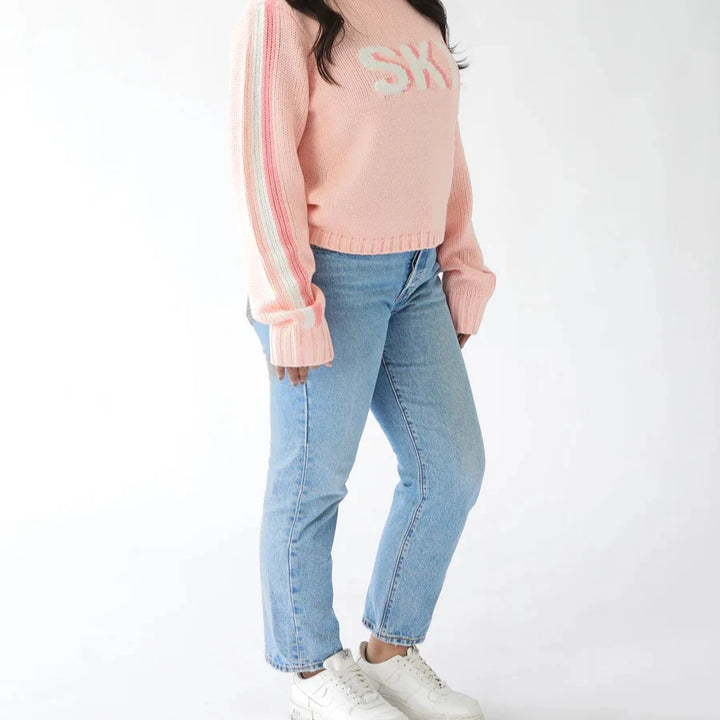 Pink Cropped Ski Turtleneck