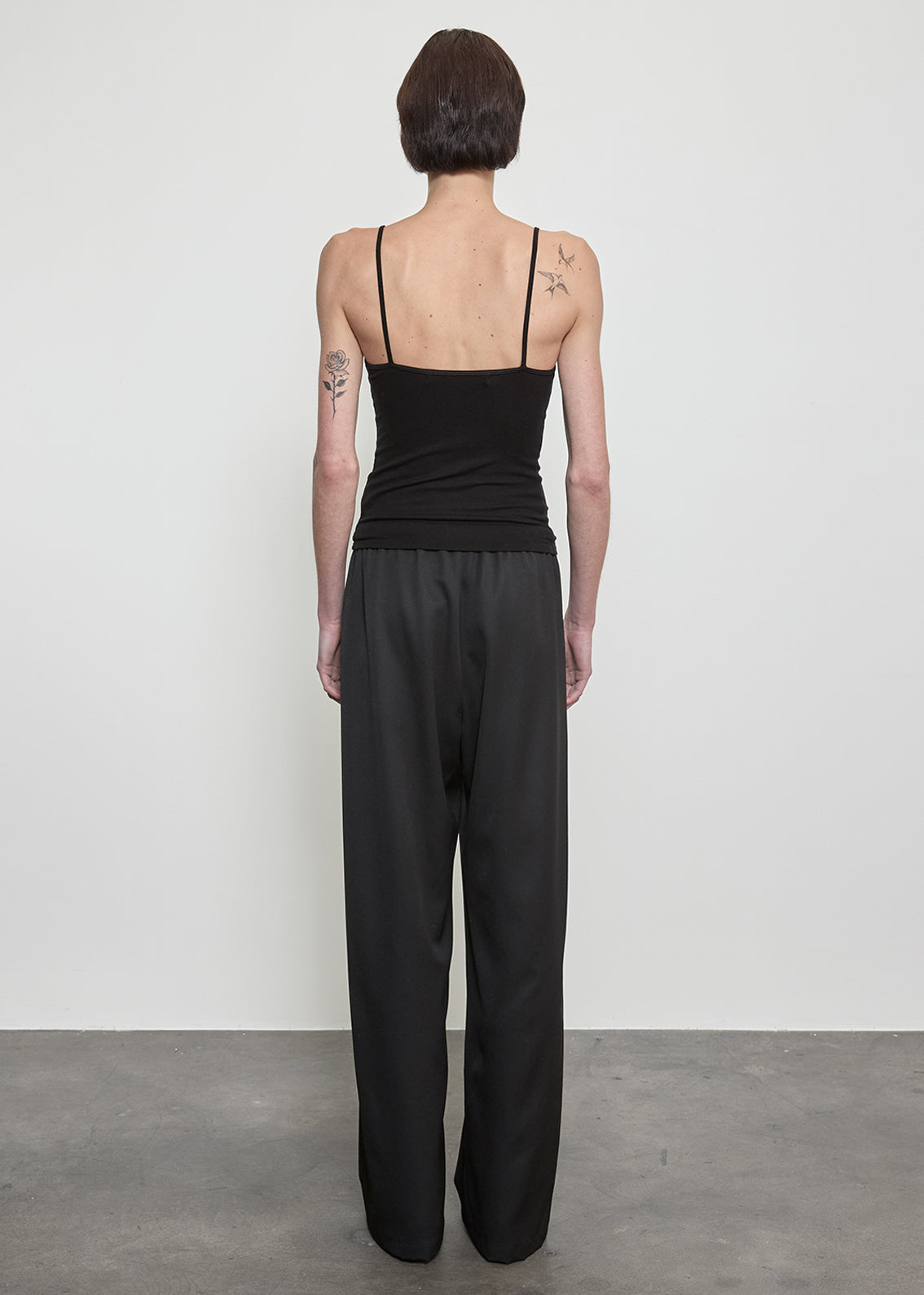 Black Fluid Silk Rib Cami back