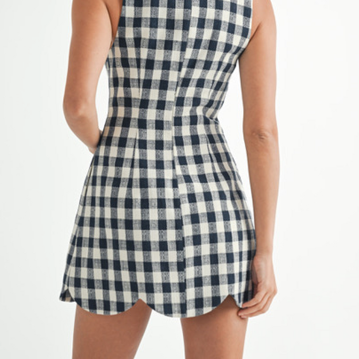 Plaid Scallop Mini Dress