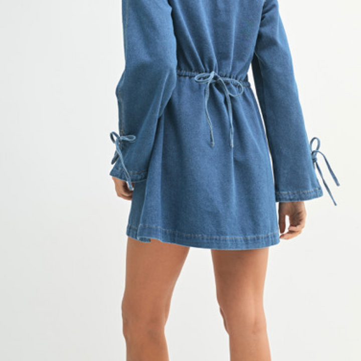 Indigo Denim Collar Mini Dress