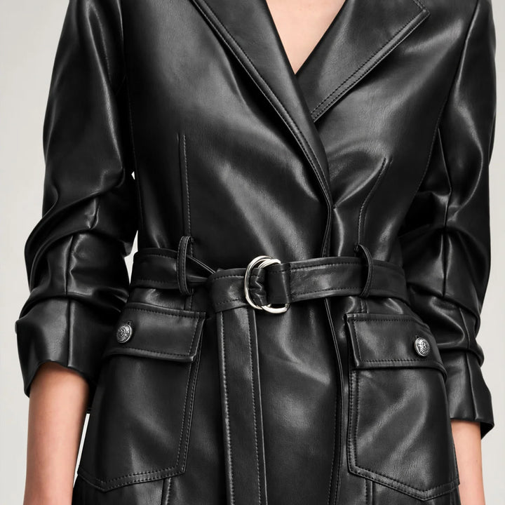Black Vegan Leather Jenessa Dress