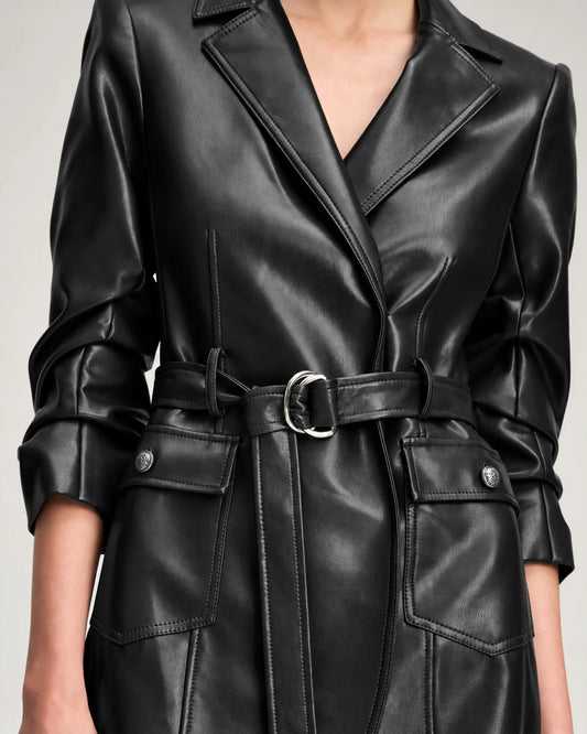 Black Vegan Leather Jenessa Dress
