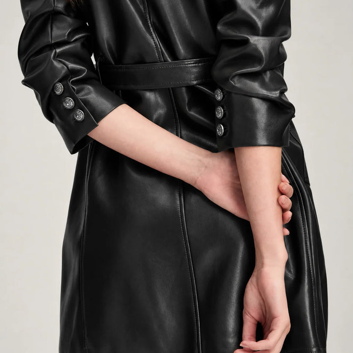 Black Vegan Leather Jenessa Dress