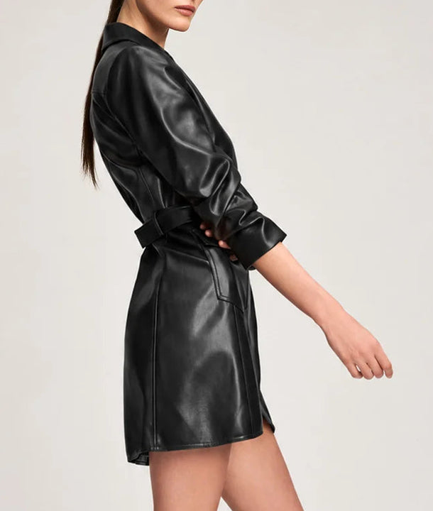 Black Vegan Leather Jenessa Dress