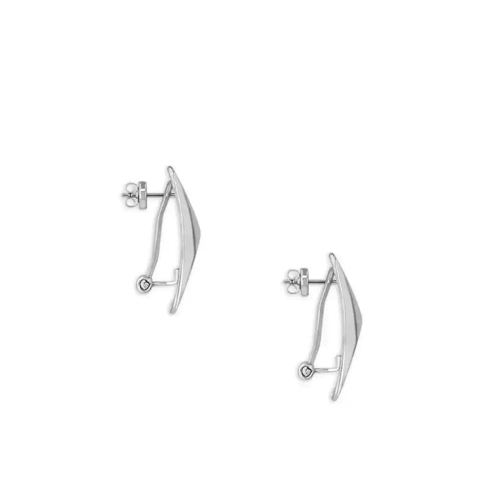 Silver Curved Rectangle Earrings