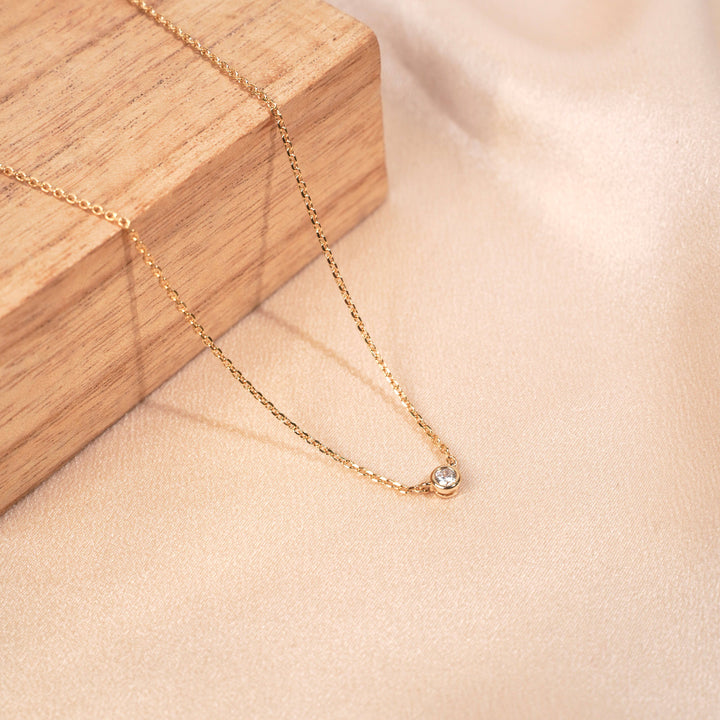 18k Gold Plated Diamond Pendant Necklace