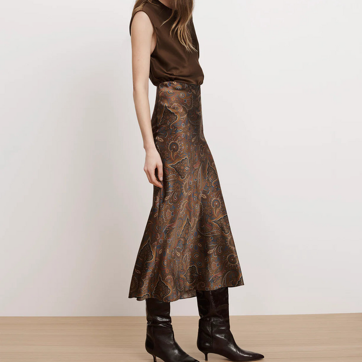 Walnut Clover Midi Skirt