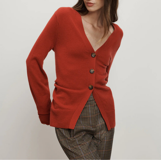 Red Lamotte Cashmere Cardigan