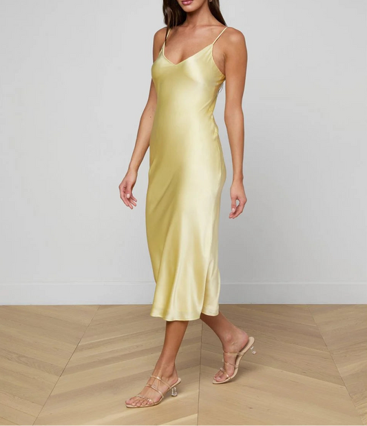 Lemon Sorbet Midi Slip Dress