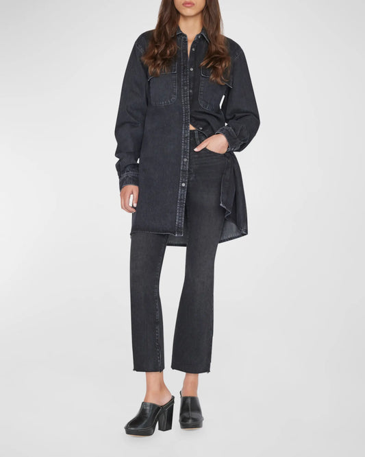 Black A-line Denim Shirtdress