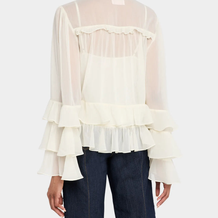 White Ruffle Steffina Blouse