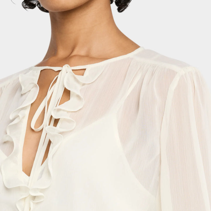 White Ruffle Steffina Blouse