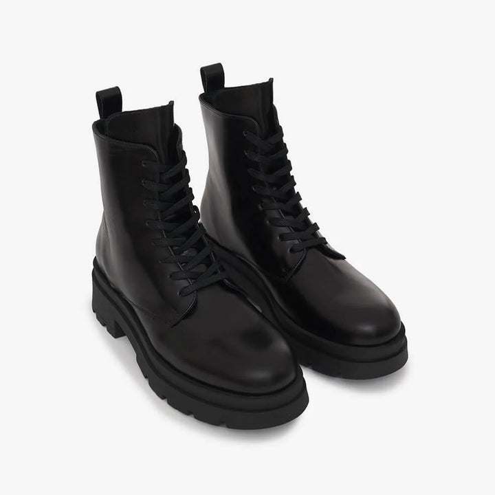 Black Luc Leather Combat Boots