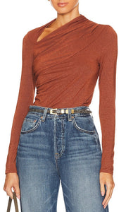 Copper Lurex Jersey Slash Top