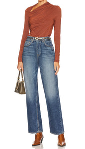 Copper Lurex Jersey Slash Top