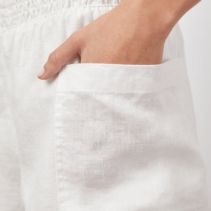 White Summer Linen Short