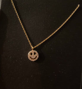 Gold Rhinestone All Smiles Necklace