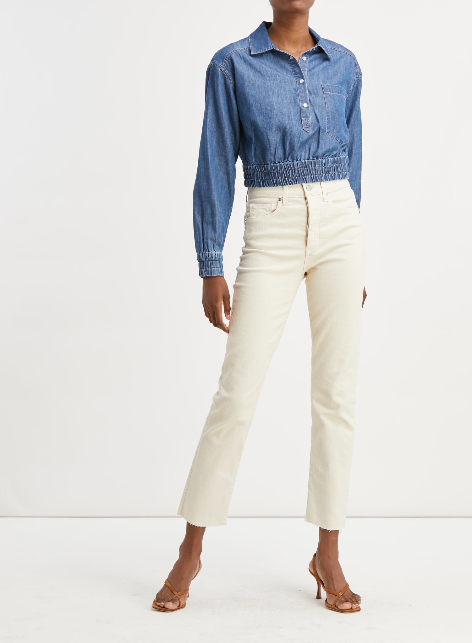 Ecru Ryleigh High Rise Straight Denim