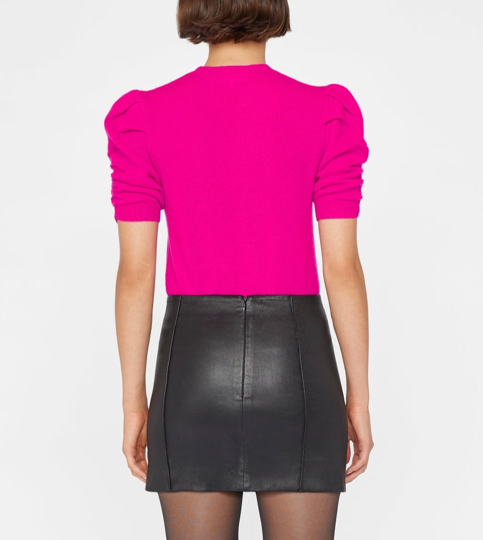 Magenta Ruched Sleeve Sweater