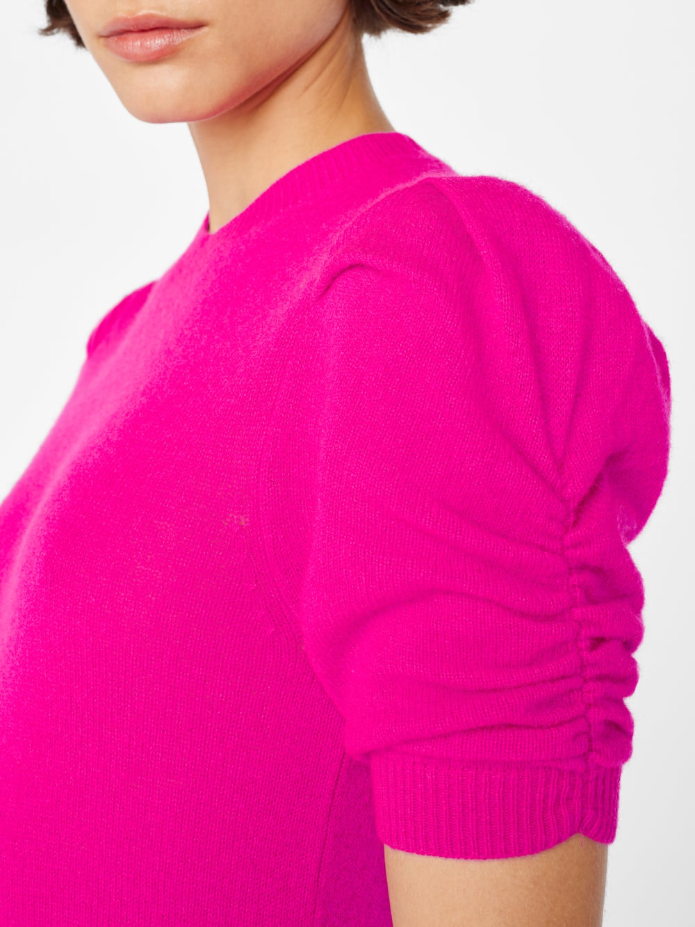 Magenta Ruched Sleeve Sweater