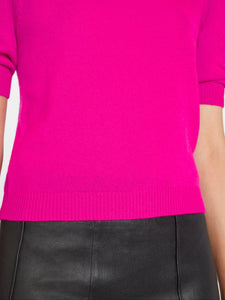Magenta Ruched Sleeve Sweater