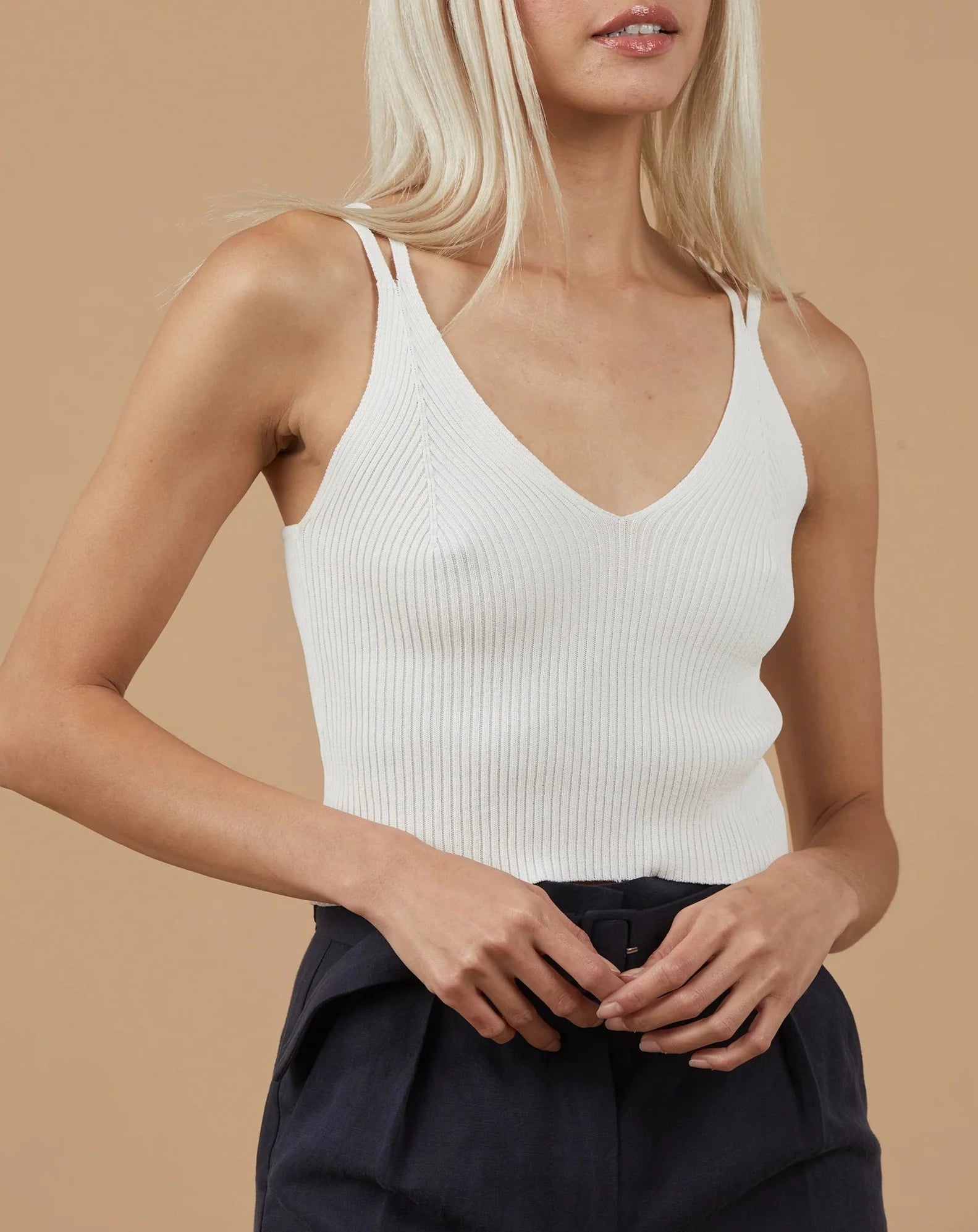 Cara Double Strap White Cami