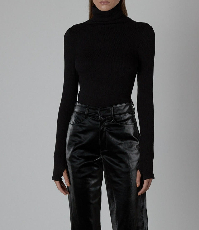 Black Knit Turtleneck Sweater