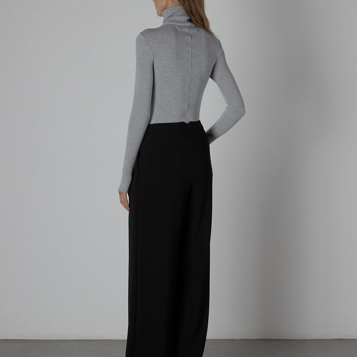 Grey Knit Turtleneck Sweater