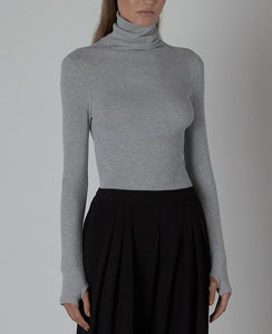 Grey Knit Turtleneck Sweater