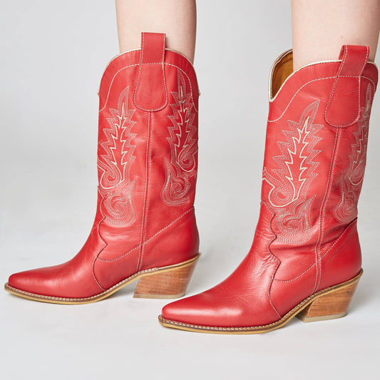 Red Leather Loyal Cowboy Boots